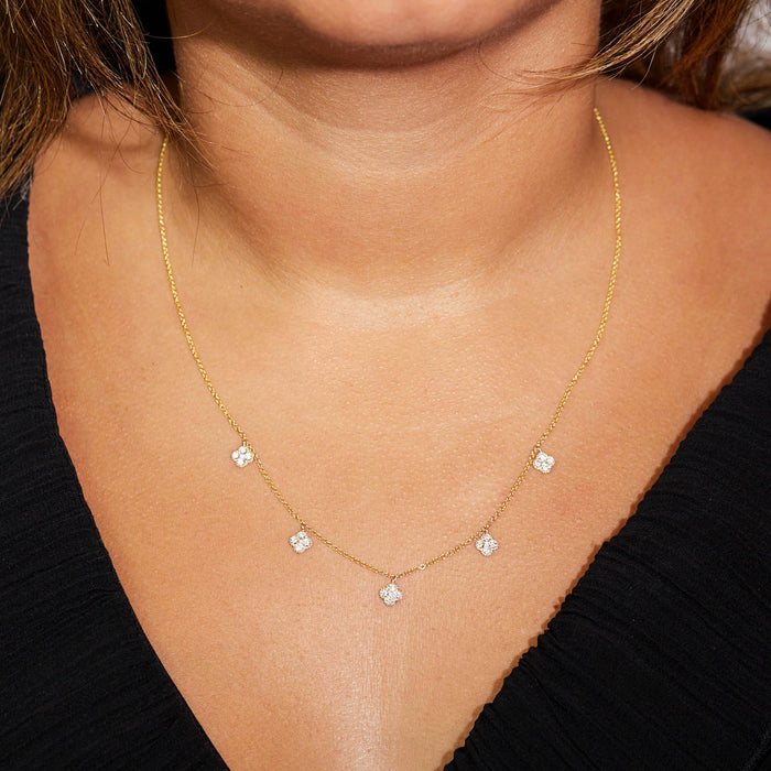 Diamond Clover Drop Necklace