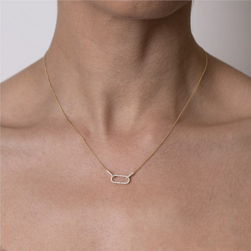 Pavé Diamond Paper Clip Pendant Necklace Image 2