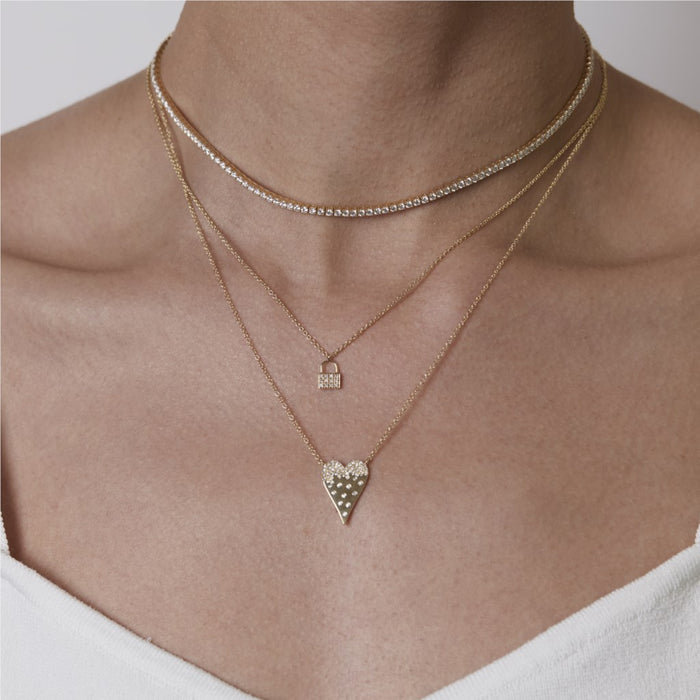 Pavé Diamond Petite Padlock Necklace