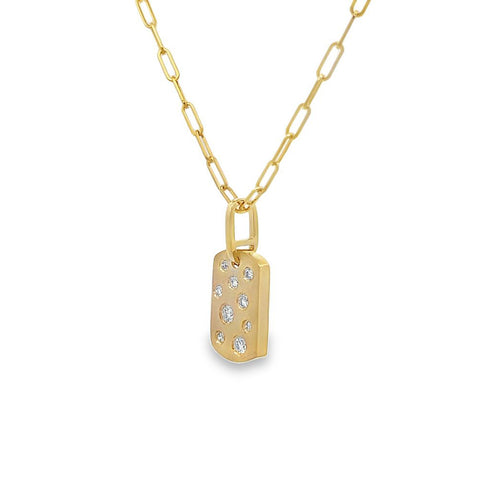 Diamond Mini Dog Tag Pendant Necklace