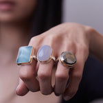 Oval Smooth Blue Chalcedony Ring