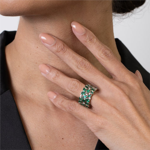 Emerald & Diamond De La Vie Eternity Ring Image 2