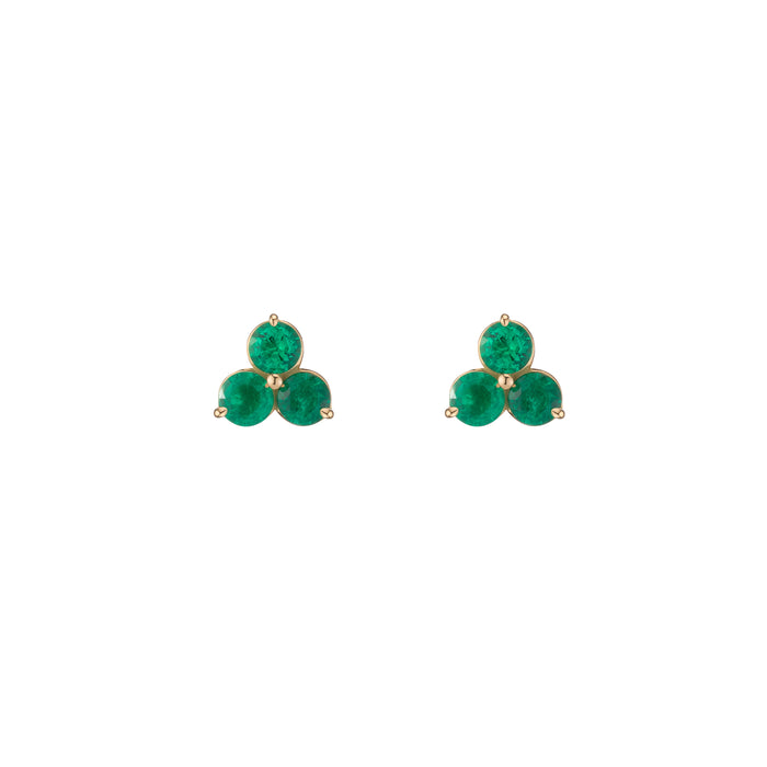 1.83tcw Muzo Emerald 3-Stone XXL Trilogy Stud Earrings