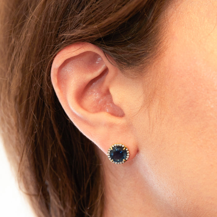 Sapphire & Diamond Mis-Matched Stud Earrings