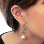 South Sea Pearl & Rough Cut Diamond Drop Earrings