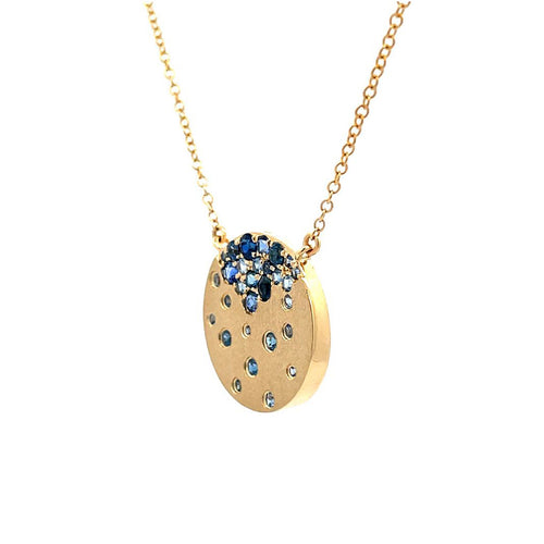 Sapphire Disc Pendant Necklace Image 2