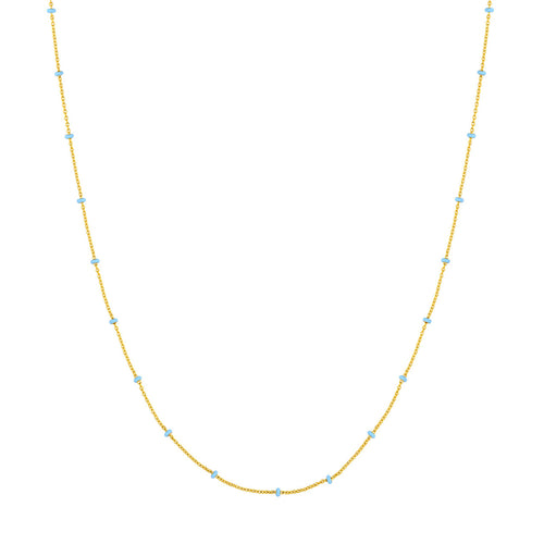 Baby Blue Enamel Beaded Chain Necklace