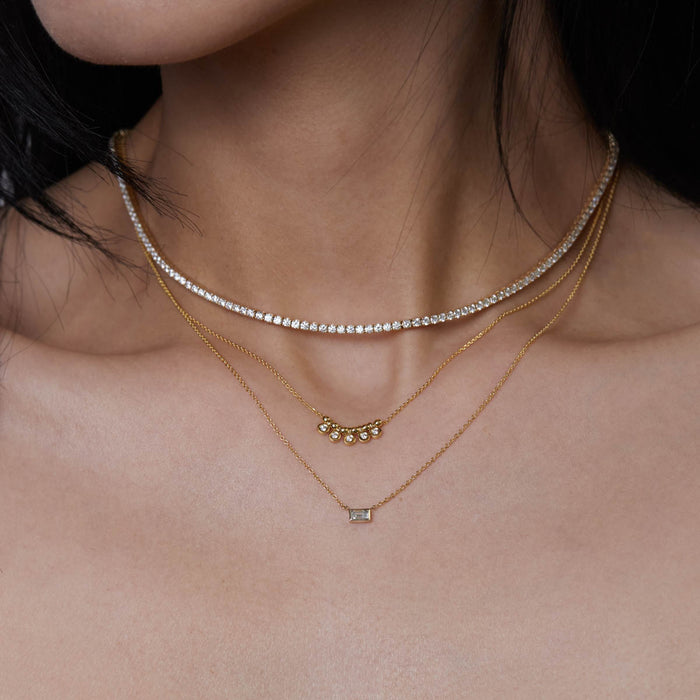 Diamond Baguette Bezel Pendant Necklace