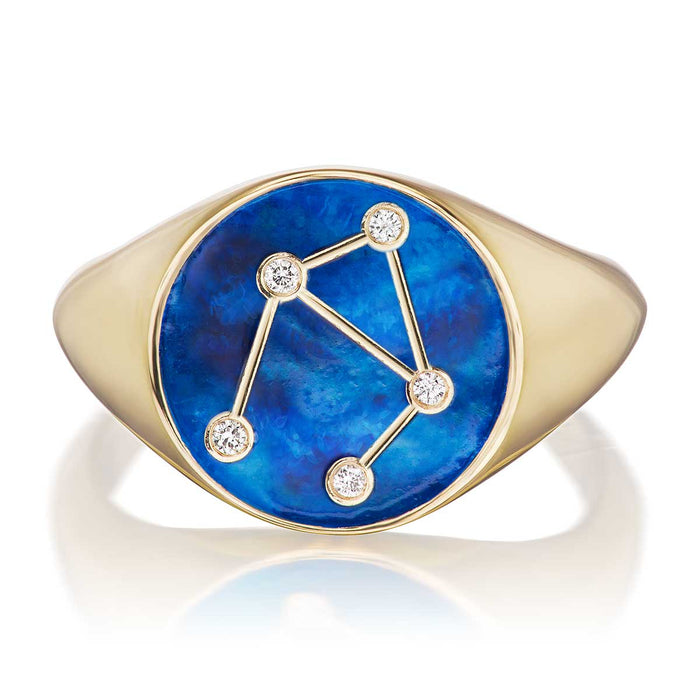 Diamond Libra Zodiac Signet Ring