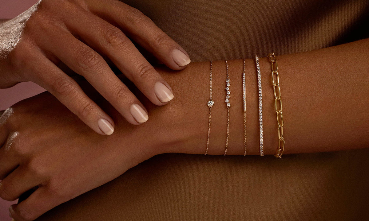 Bracelets and bangles with diamonds and emeralds