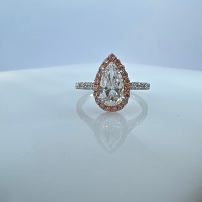 Two-Tone Pear Shape Diamond Ring