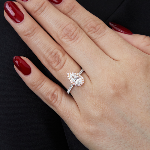 Two-Tone Pear Shape Diamond Ring Image 2