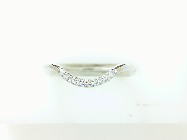 14K WHITE GOLD CEDAR CURVED WEDDING BAND WITH 0.06TCW OF ROUND BRILLIANT DIAMONDS BY G.ST CEREMONY.