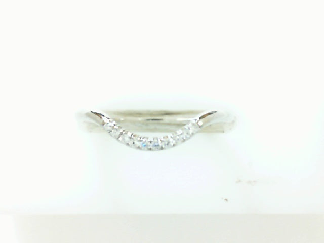 14K WHITE GOLD CEDAR CURVED WEDDING BAND WITH 0.06TCW OF ROUND BRILLIANT DIAMONDS BY G.ST CEREMONY.