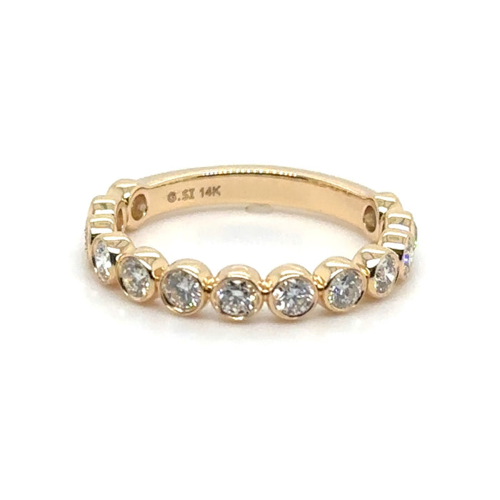 14K YELLOW GOLD "SPRUCE" 3/4 WAY DIAMOND BAND FEATURING 0.77CTW ROUND BRILLIANT CUT DIAMONDS (G/H COLOR, SI CLARITY) BY GREENIWCH ST. CEREMONY.

SIZE 6