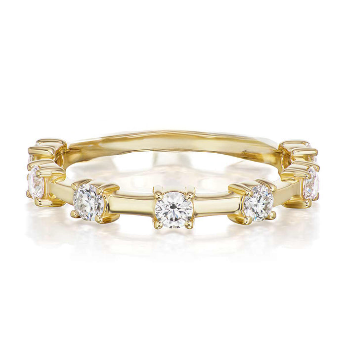 18K YELLOW GOLD PETITE HARRISON DIAMOND HALFWAY WEDDING BAND FEATURES 0.40TCW ROUND BRILLIANT CUT DIAMONDS BY CEREMONY