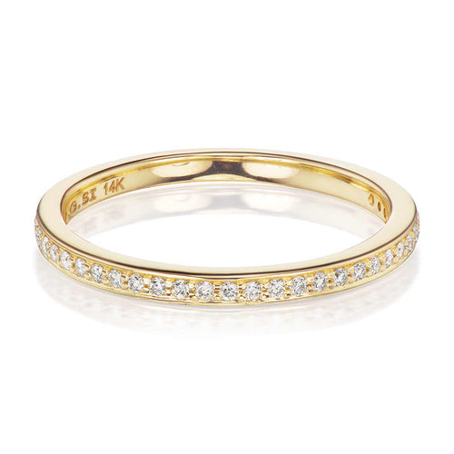 18K YELLOW GOLD PIKE SMALL PAVE FULL ETERNITY DIAMOND BAND WITH 0.20TCW ROUND BRILLIANT DIAMONDS (G/H COLOR, SI2 CLARITY) AND FEATURING CLOSED AZURES HALF WAY AROUND ETERNITY BY G.ST CEREMONY

RING SIZE: 6.5