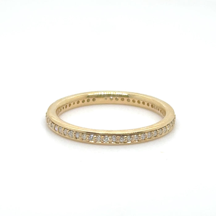 18K YELLOW GOLD PIKE SMALL PAVE FULL ETERNITY DIAMOND BAND WITH 0.20TCW ROUND BRILLIANT DIAMONDS (G/H COLOR, SI2 CLARITY) AND FEATURING CLOSED AZURES HALF WAY AROUND ETERNITY BY G.ST CEREMONY

RING SIZE: 6.5