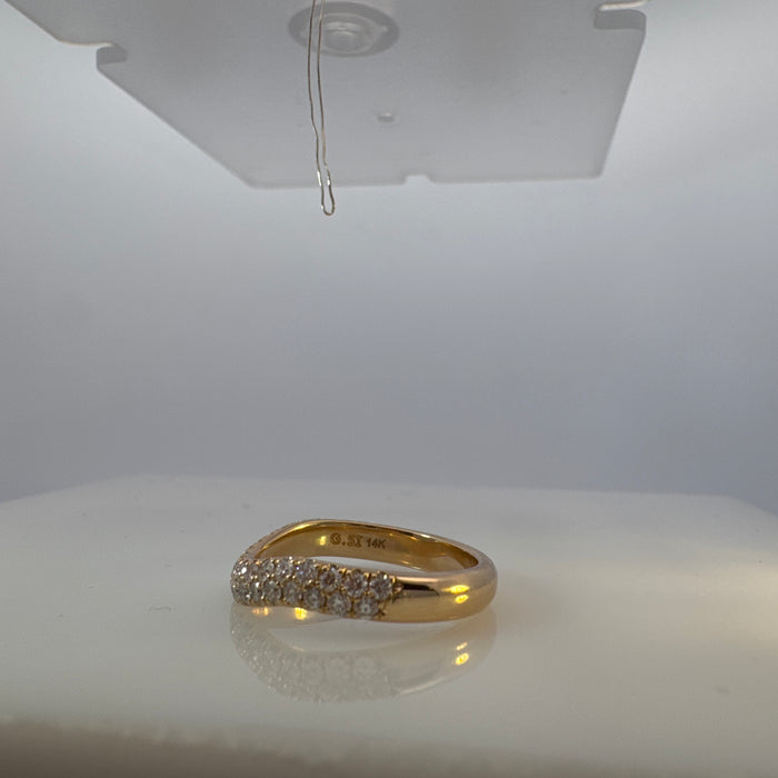 Duane Double Row Pave Wave Wedding Band