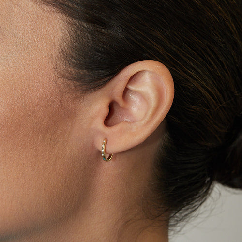 Petite 4-Diamond Huggie Earrings Image 2