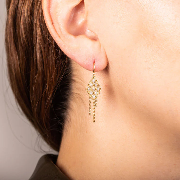 Small Diamond Textile Tassel Earrings