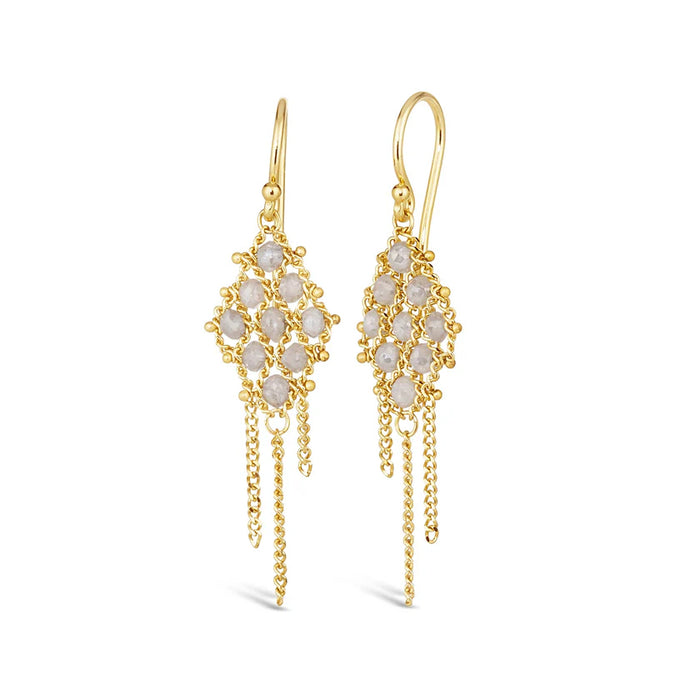 Small Diamond Textile Tassel Earrings