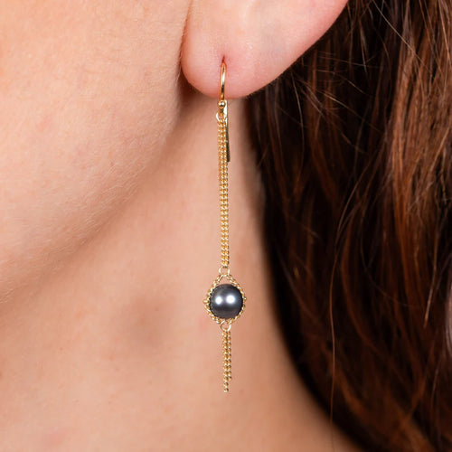 Grey Akoya Pearl Dewdrop Earrings Image 2