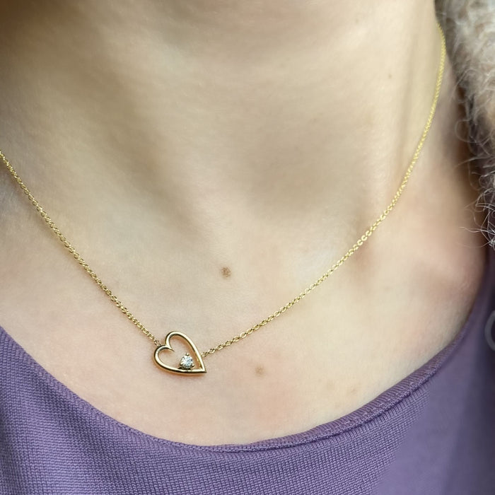 Diamond Open Heart Pendant Necklace