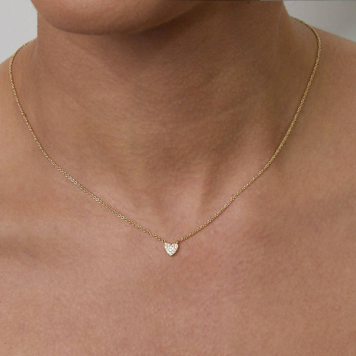 Pavé Diamond Petite Heart Necklace