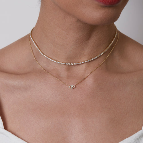 Pavé Diamond Petite Evil Eye Necklace Image 2