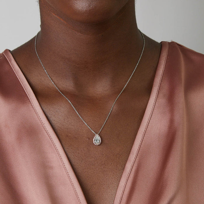 Fancy Pink & Pear Diamond Halo "Petra" Pendant Necklace