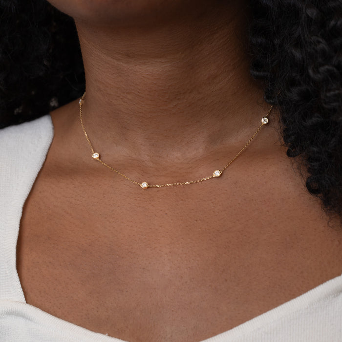 1.97tcw Diamond Hex Station Necklace