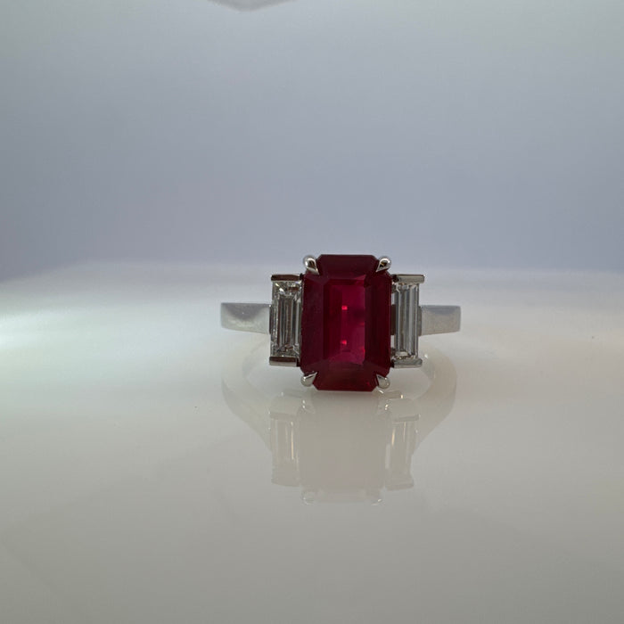 Ruby & Diamond 3-Stone Statement Ring