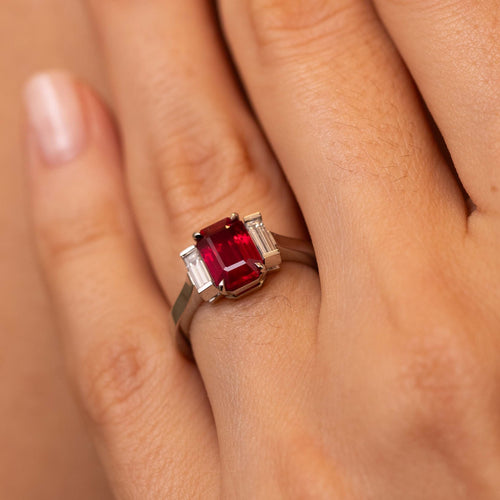 Ruby & Diamond 3-Stone Statement Ring Image 2