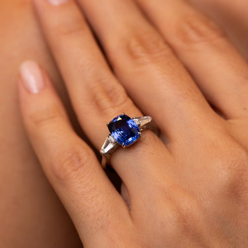 Sapphire & Diamond 3-Stone Statement Ring Image 2