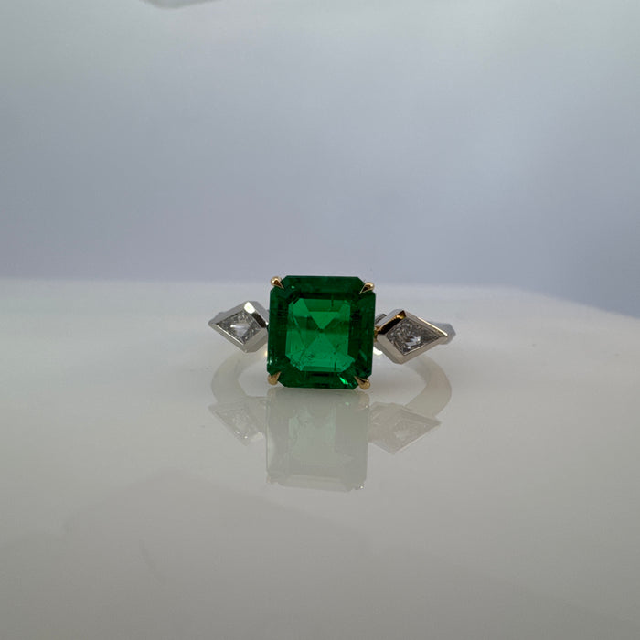 Emerald & Diamond 3-Stone Statement Ring