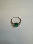 Emerald & Diamond 3-Stone Statement Ring