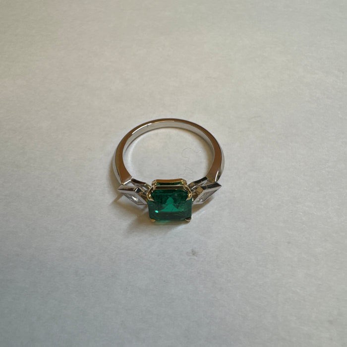 Emerald & Diamond 3-Stone Statement Ring