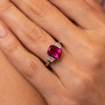 Rubellite & Diamond 3-Stone Statement Ring