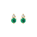 Emerald & Diamond Stud Earrings