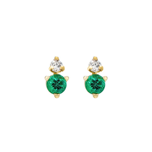 Emerald & Diamond Stud Earrings