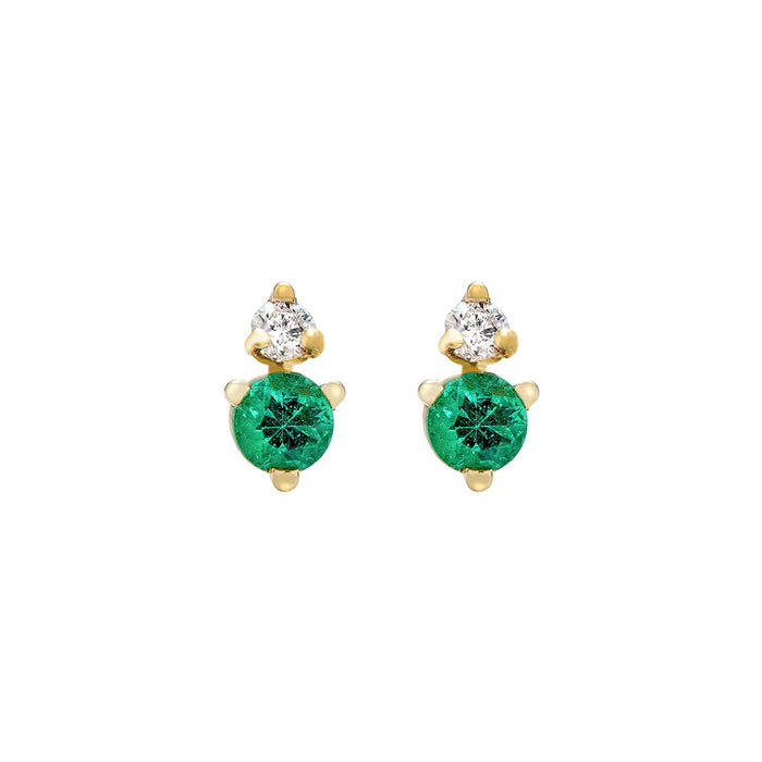 Emerald & Diamond Stud Earrings