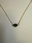 Emerald & Diamond Asymmetric Pendant Necklace