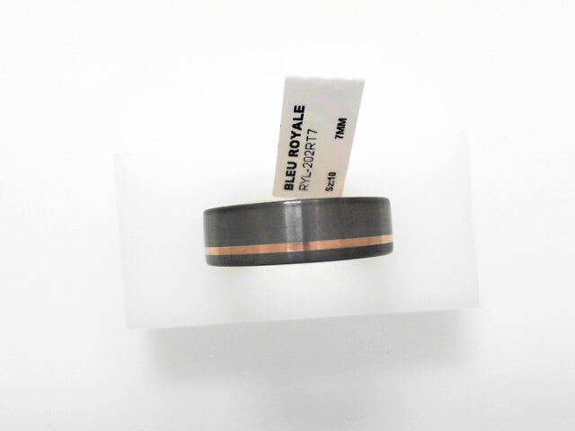7mm Rose Gold & Grey Tantalum Stripe Wedding Band