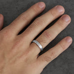 PLATINUM 950 WEDDING BAND 5.0MM WIDE WITH SANDPAPER FINISH CENTER AND HIGH POLISHED EDGES BY BLEU ROYALE