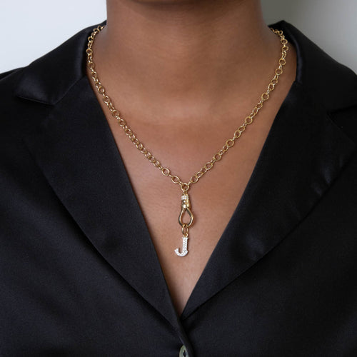 Small Letter 'J' Diamond Charm Image 2