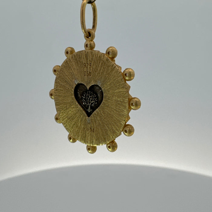 Diamond Ruche Pave Shimmer Heart & Tree of Life Charm