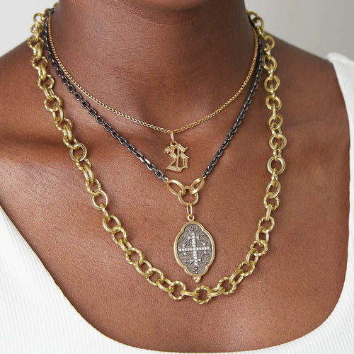 16' Biker Chain with Yellow Gold Loops Image 2