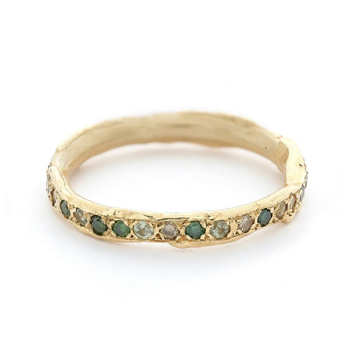 Green Sapphire and Diamond Eternity Band