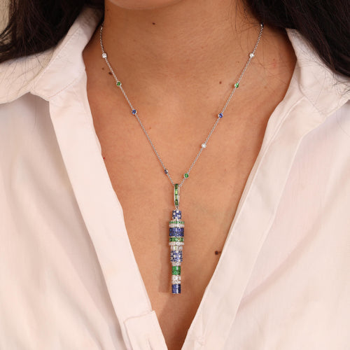Blue Sapphire & Tsavorite Kryptonite Pendant Image 2